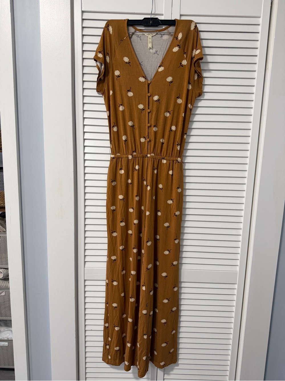 Matilda Jane Mustard Floral Button-Front Jumpsuit